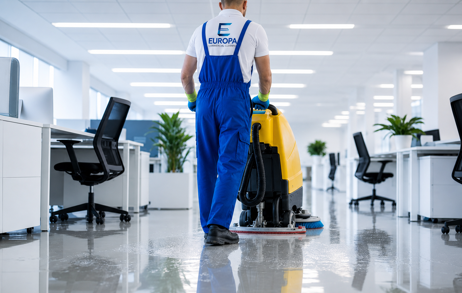 Europa professional cleaning an office floor